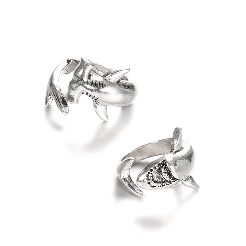 Punk Shark Ring Set