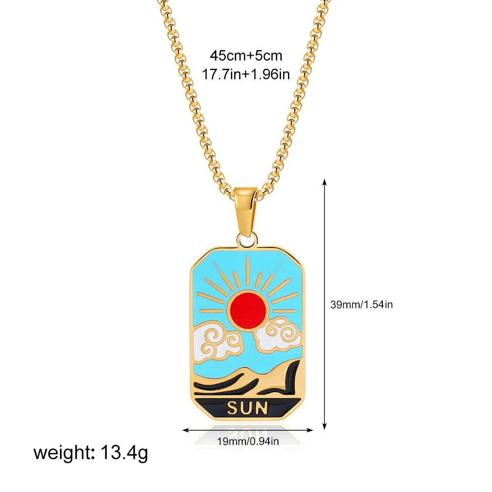 Enamel Tarot Cards Necklaces