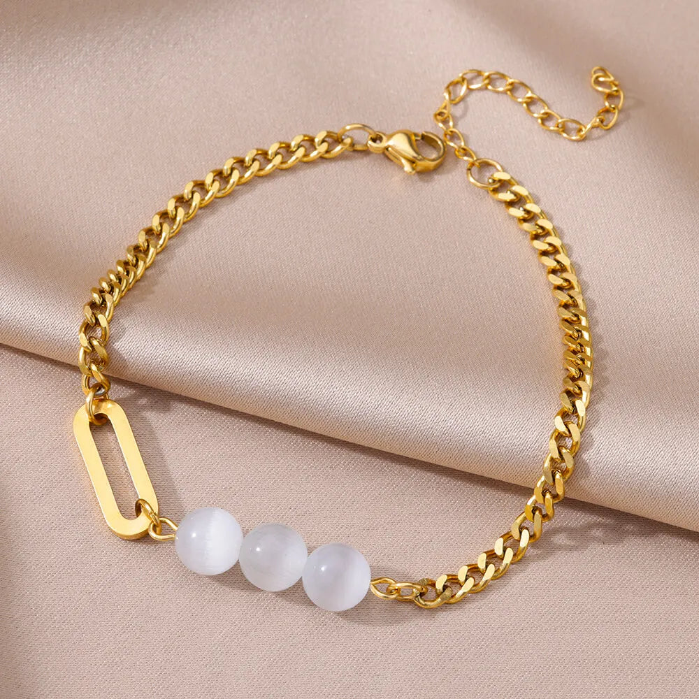 Triple Marble Anklet