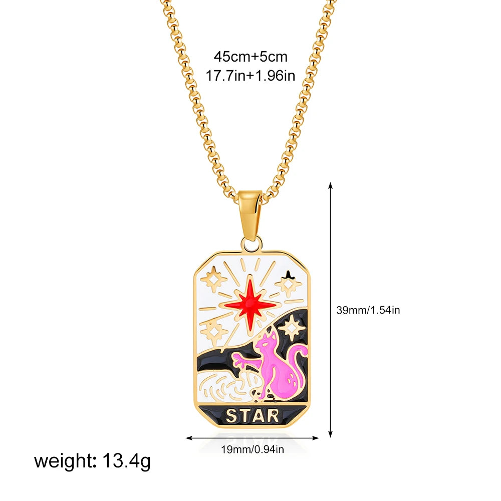 Enamel Tarot Cards Necklaces