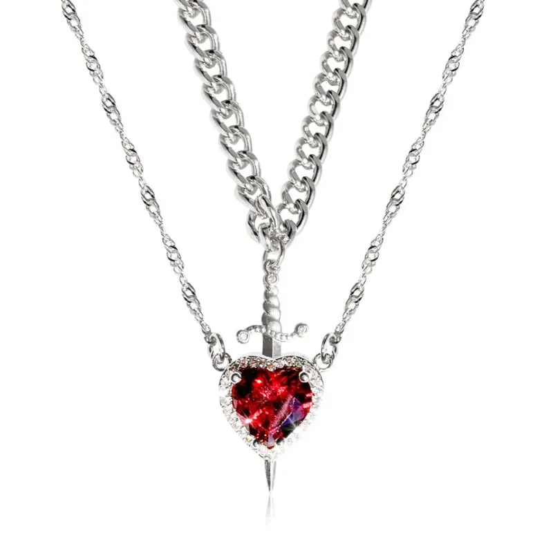 Dagger Heart Necklace Set