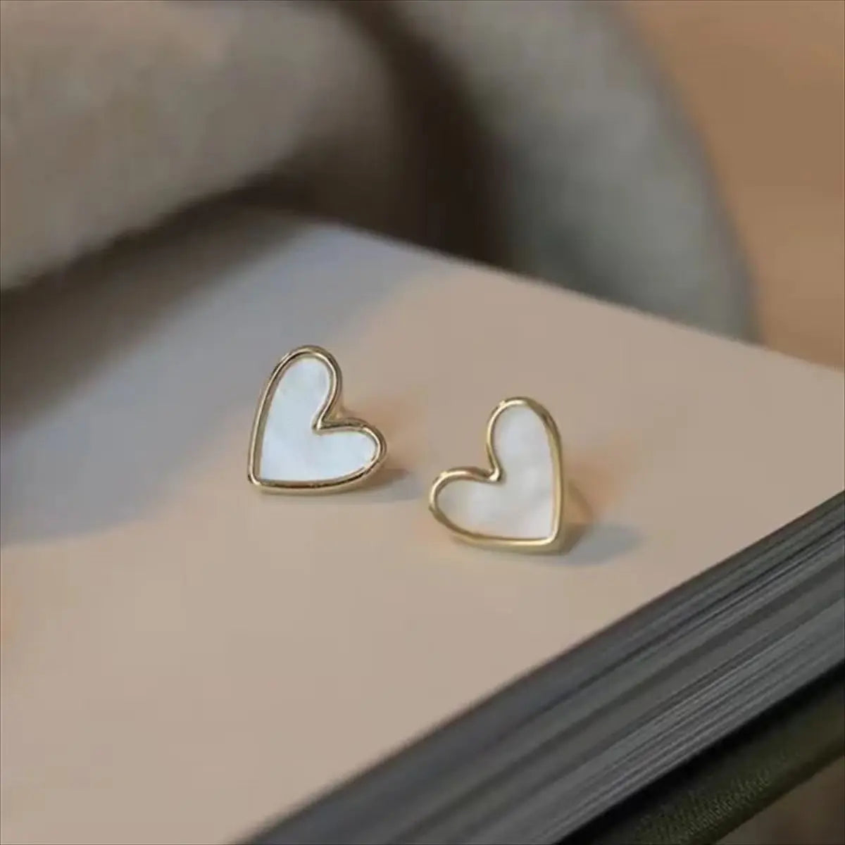 Enamel Gold Heart Earrings