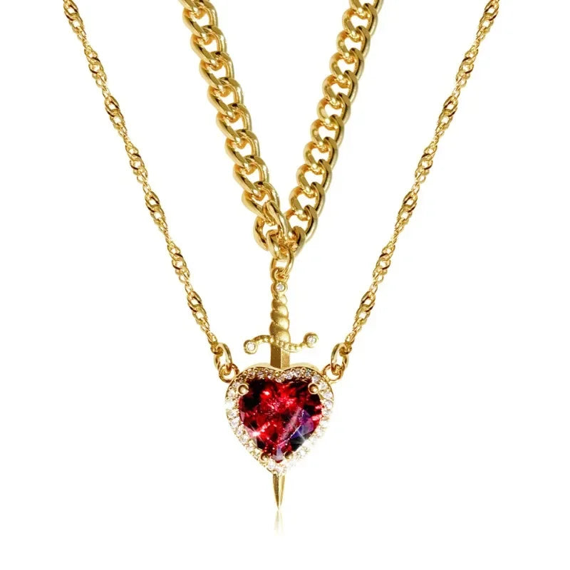 Dagger Heart Necklace Set