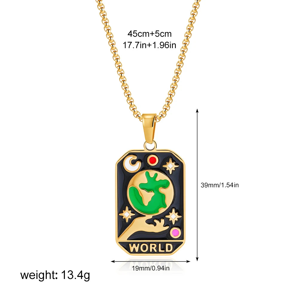 Enamel Tarot Cards Necklaces