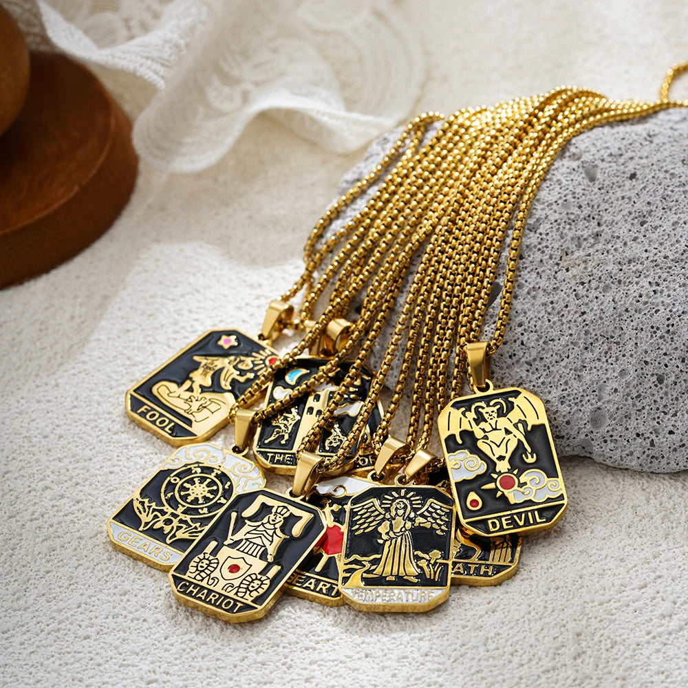 Enamel Tarot Cards Necklaces