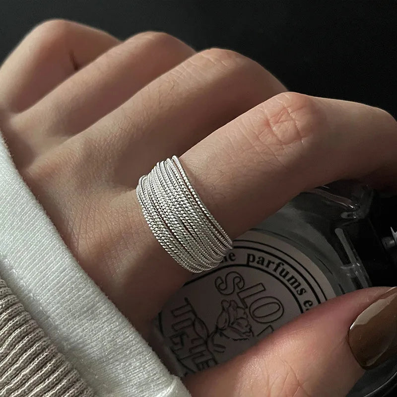 Wrapped Silver Chain Ring