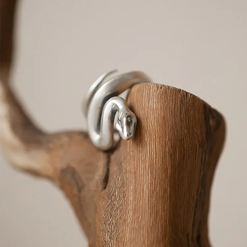 Silver Frosted Snake Ring