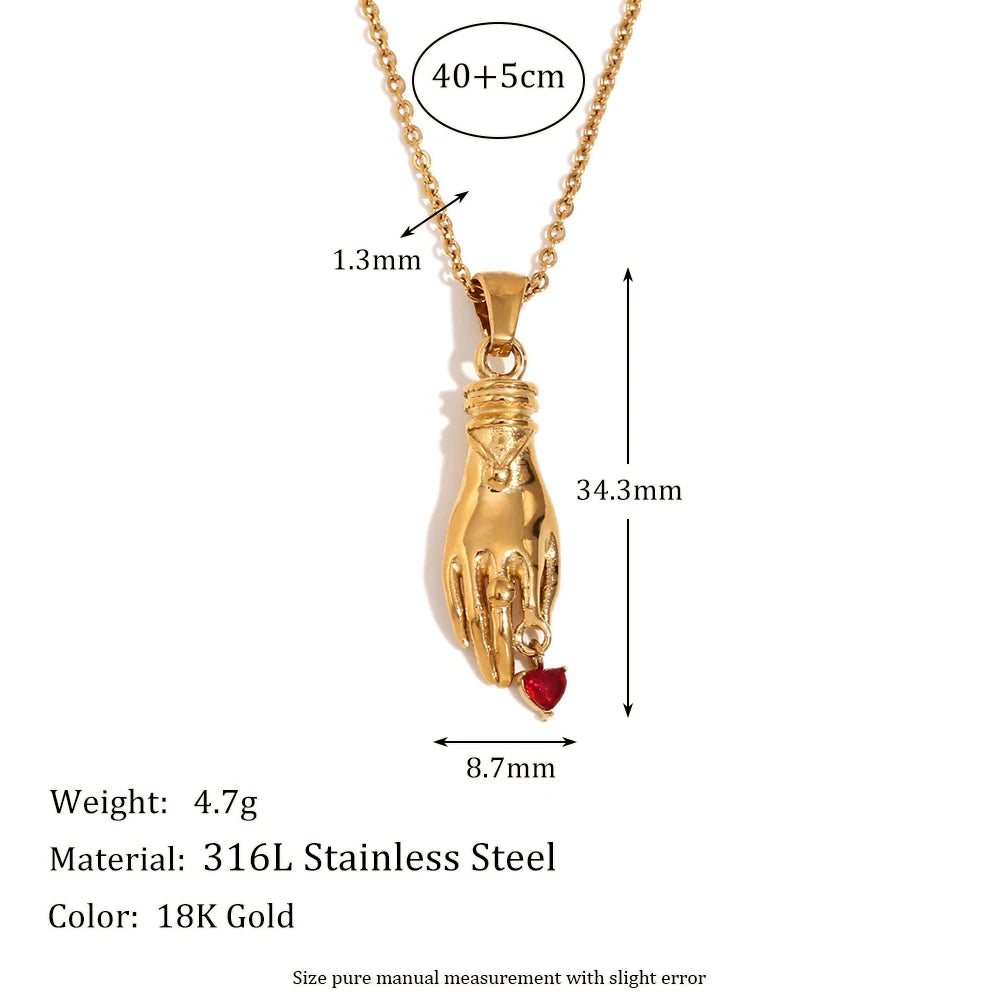 One-Handed Red Rhinestone Necklace