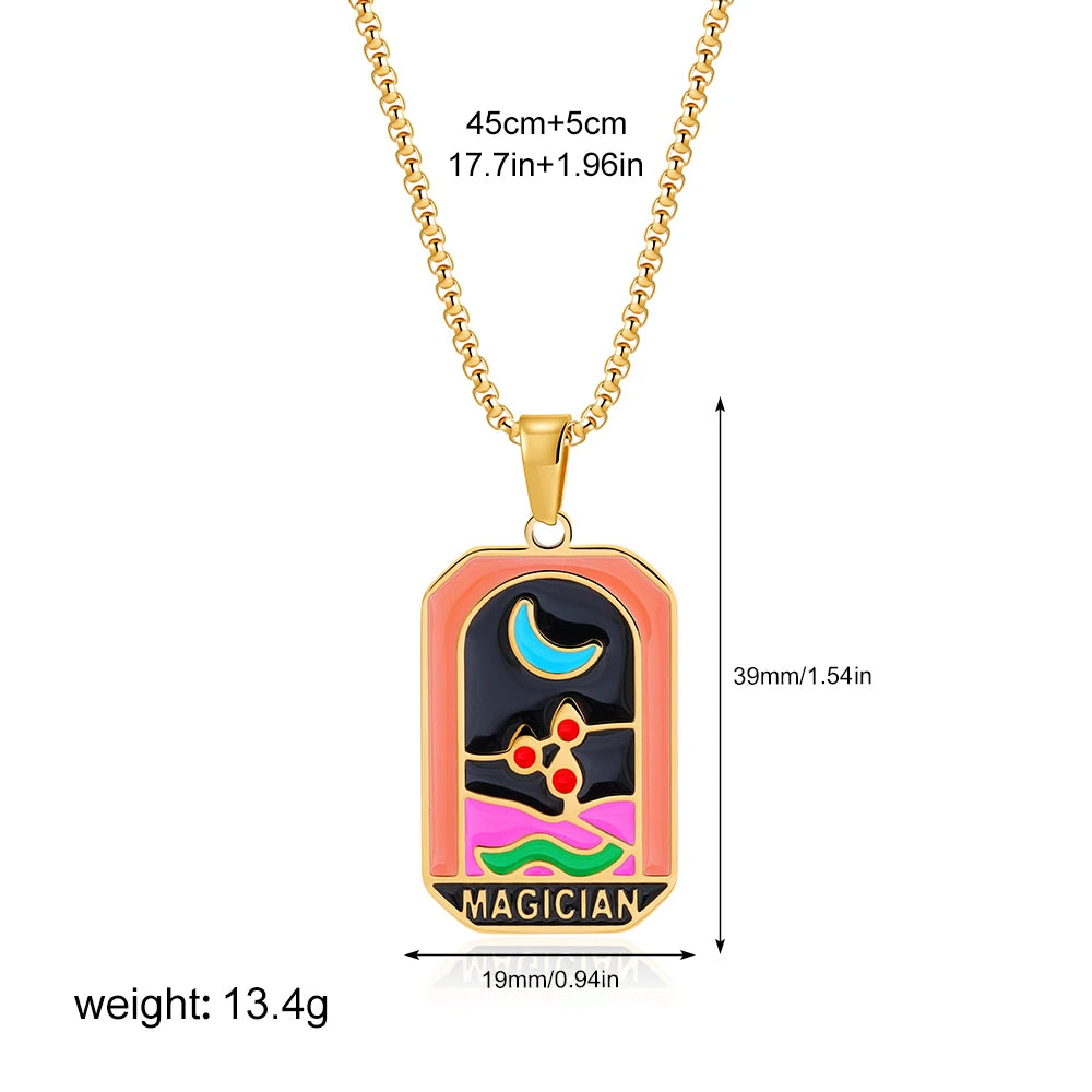 Enamel Tarot Cards Necklaces