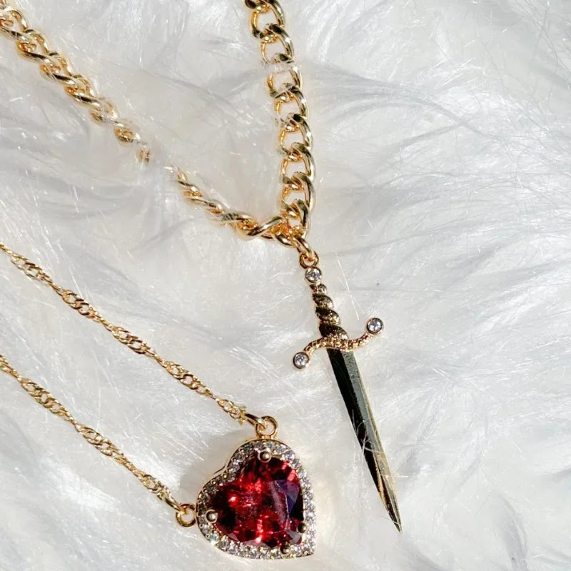 Dagger Heart Necklace Set