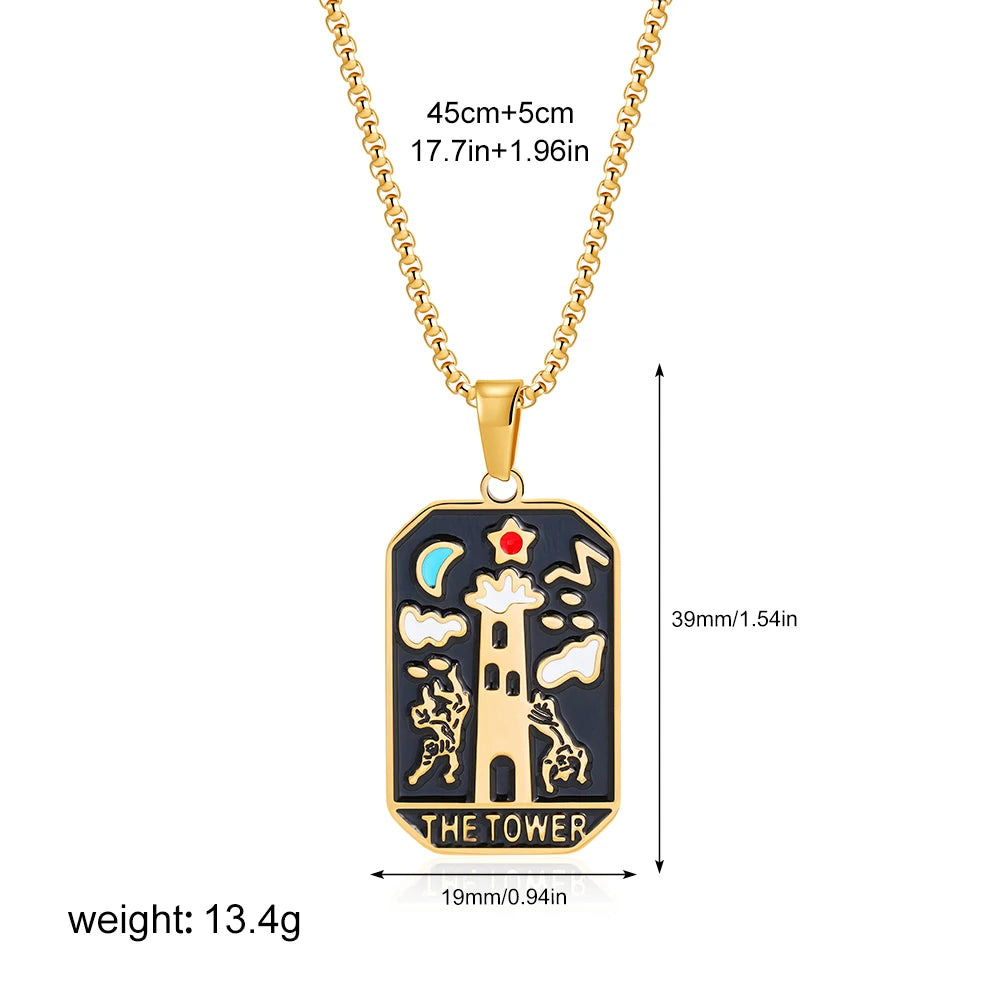 Enamel Tarot Cards Necklaces