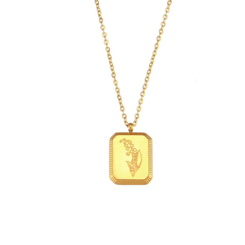 Birth Flower Pendant Necklace