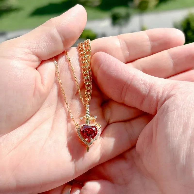 Dagger Heart Necklace Set
