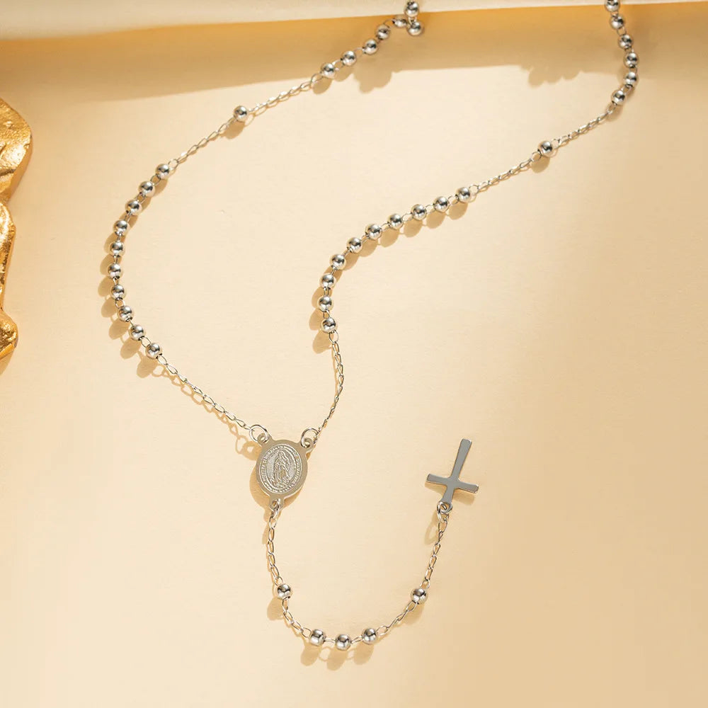 Christian Mary & Saint Benedict Rosary Necklace