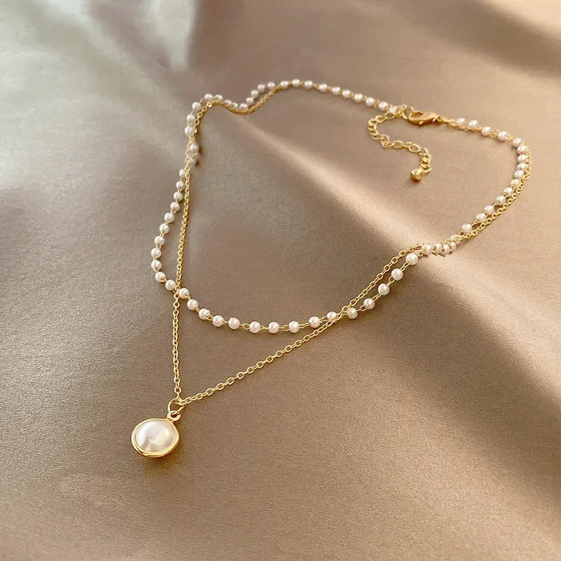 Gold Pearl Necklace Set