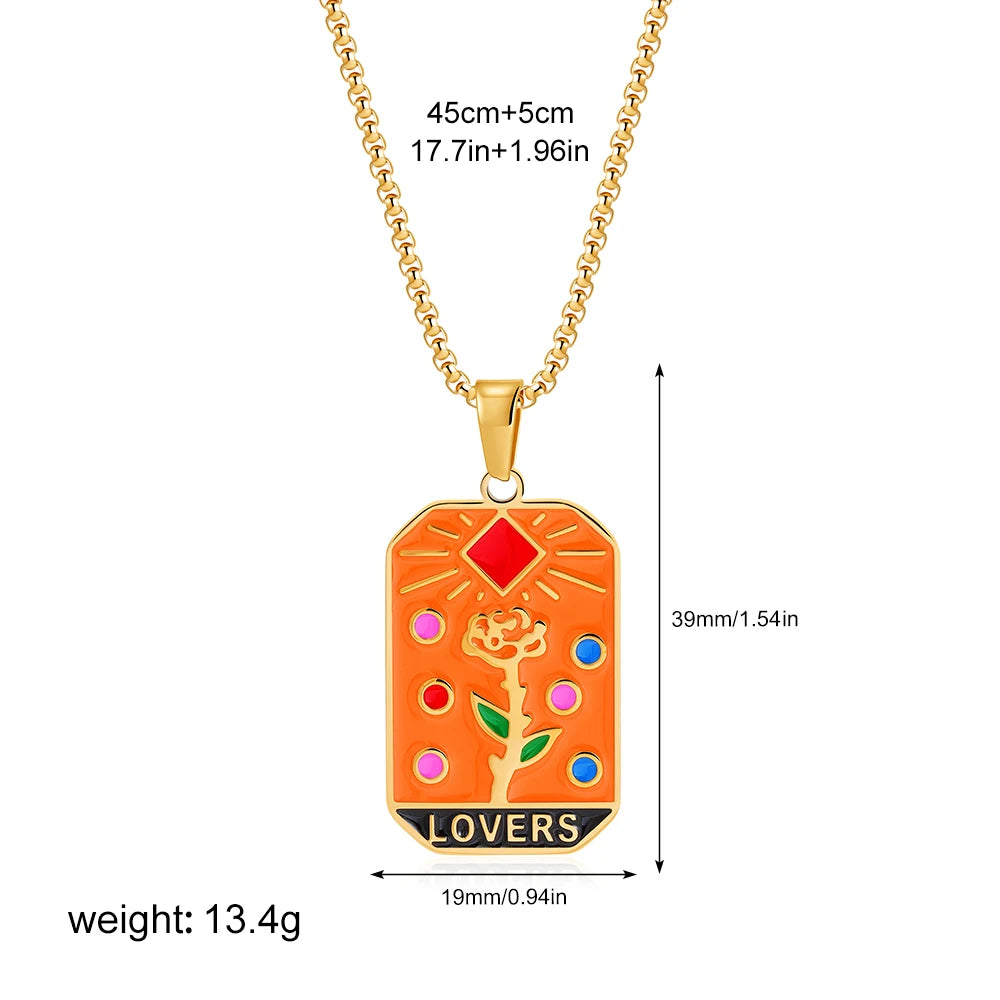 Enamel Tarot Cards Necklaces