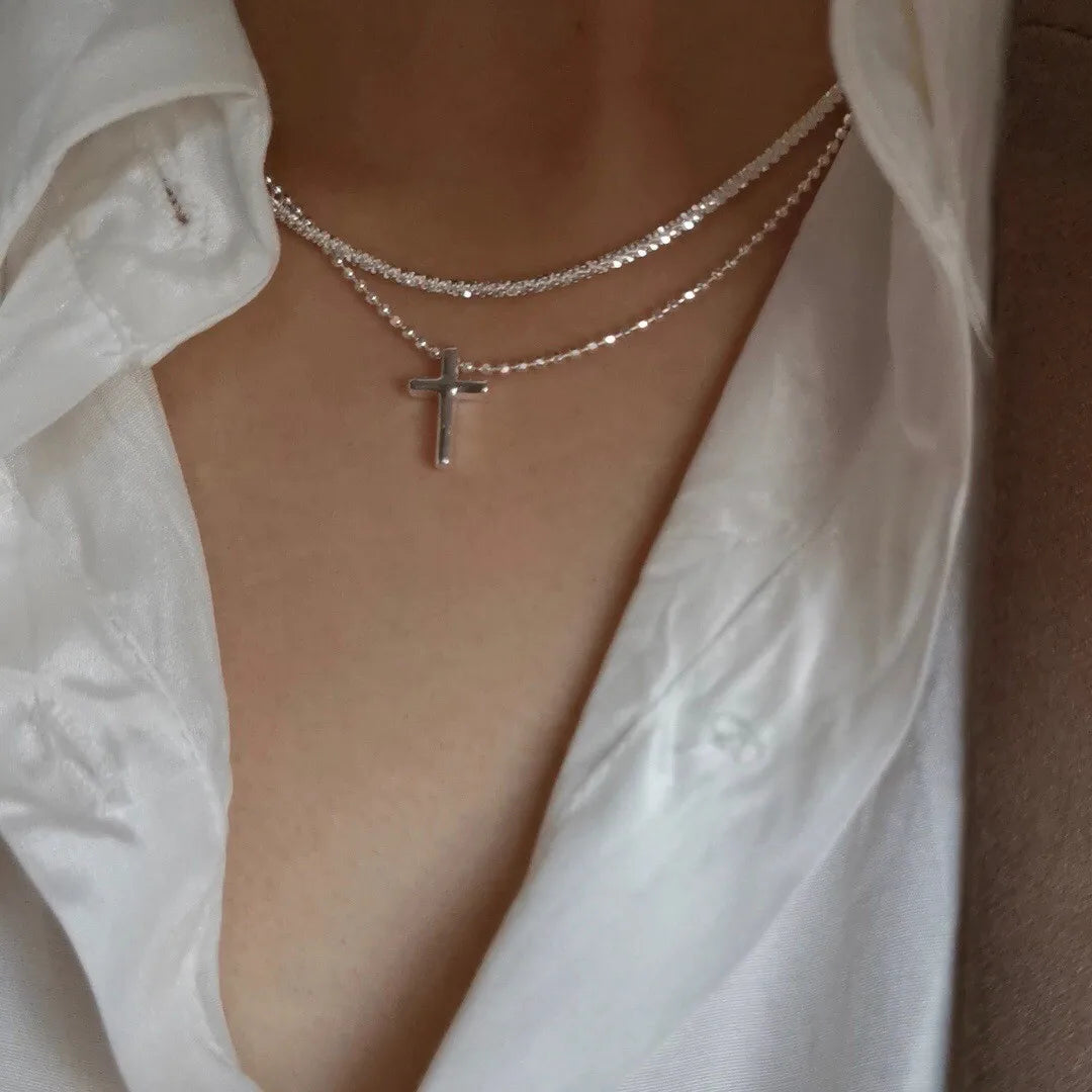 Silver Cross Chain Necklace