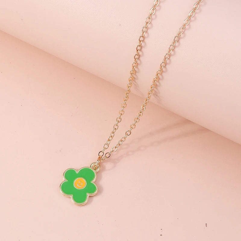 Enamel Flower Necklace