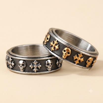 Kreuz Totenkopf Drehring
