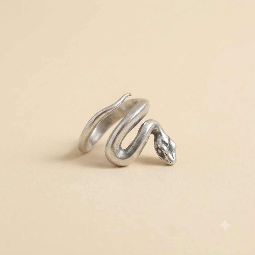 Silver Frosted Snake Ring