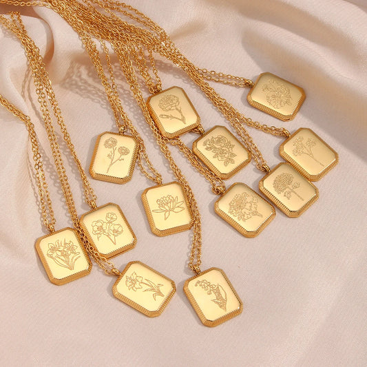 Birth Flower Pendant Necklace