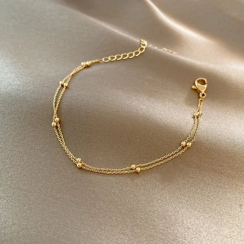 Double Layer Beaded Chain Bracelet