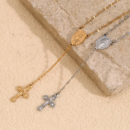 Virgin Cross Tassel Necklace