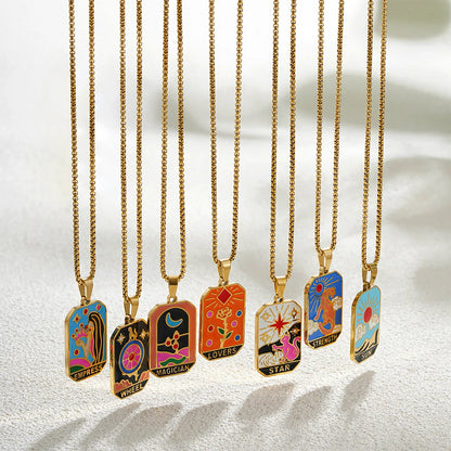 Enamel Tarot Cards Necklaces