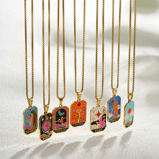 Enamel Tarot Cards Necklaces