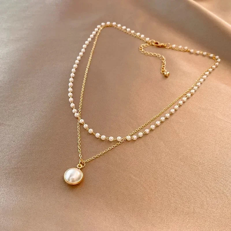 Gold Pearl Necklace Set
