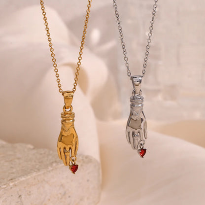 One-Handed Red Rhinestone Necklace