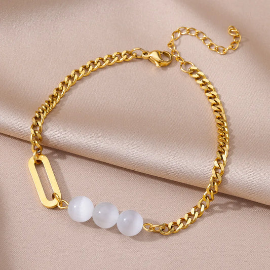 Triple Marble Anklet
