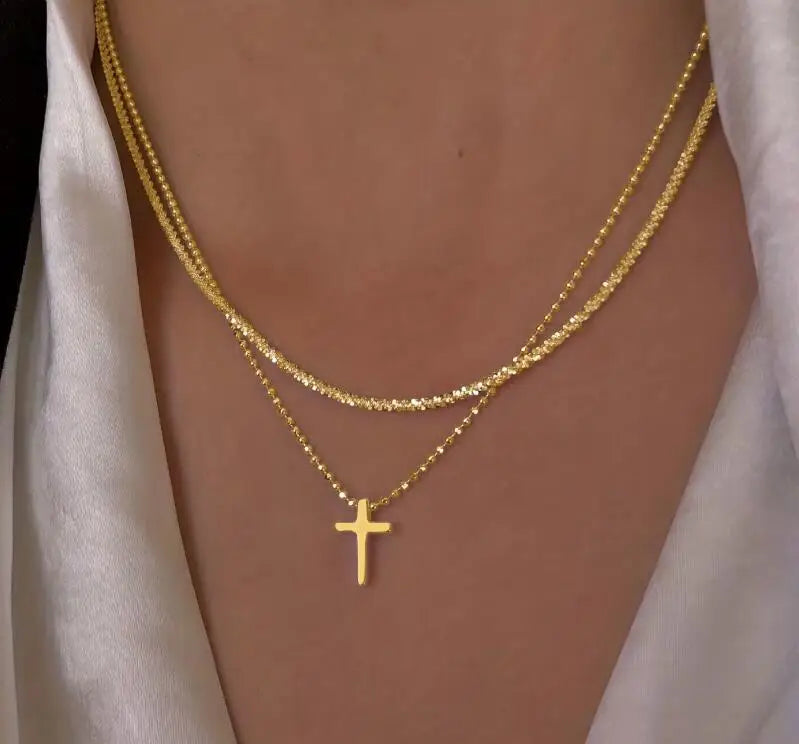 Gold Cross Chain Necklace