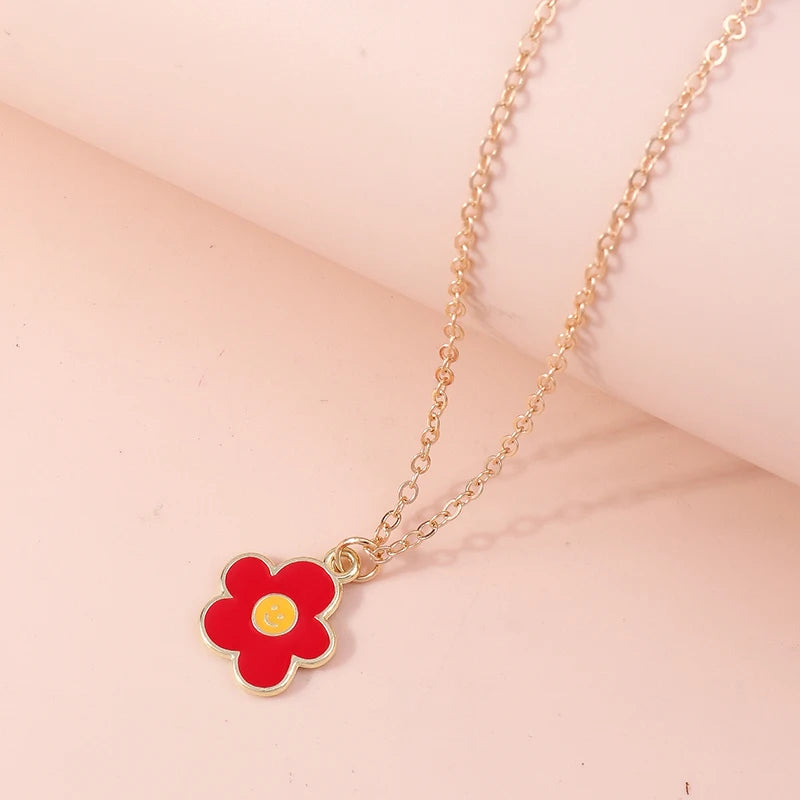 Enamel Flower Necklace
