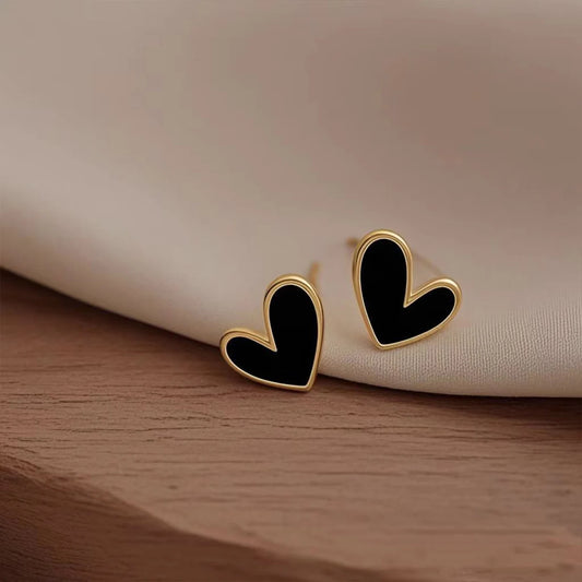 Enamel Gold Heart Earrings