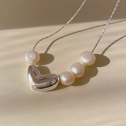 Chrome Heart & Pearl Necklace