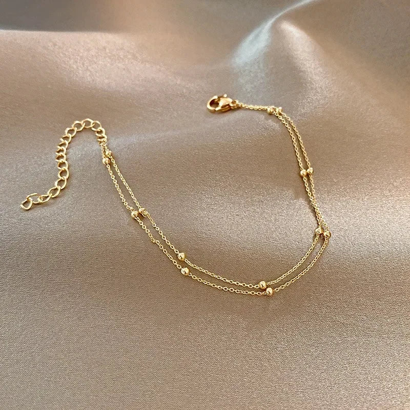 Double Layer Beaded Chain Bracelet