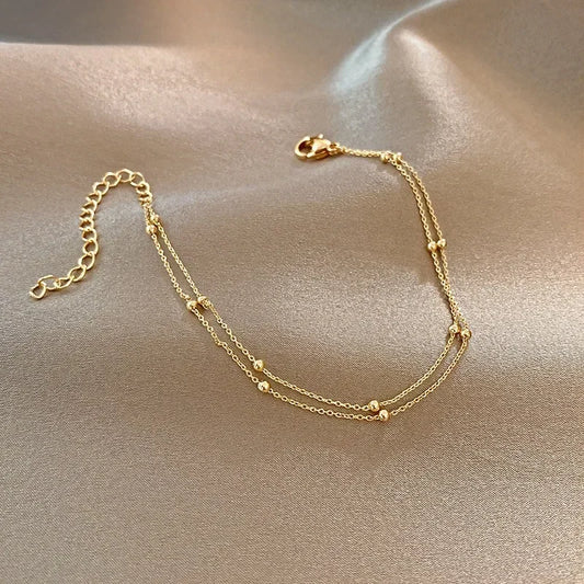 Double Layer Beaded Chain Bracelet