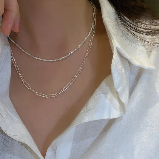 Silver Chain Clip Necklaces