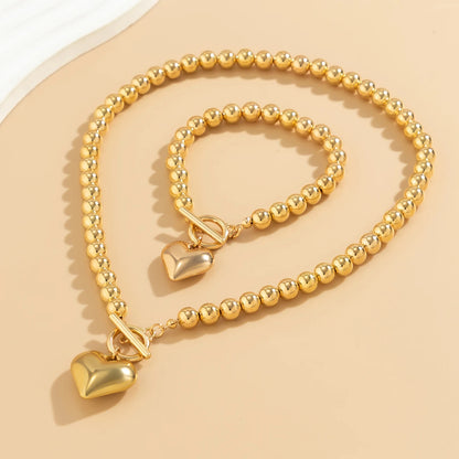 Hollow Heart Pendant Necklace & Bracelet