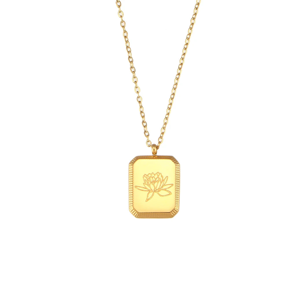 Birth Flower Pendant Necklace