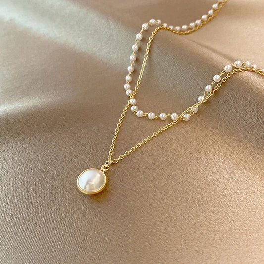 Gold Pearl Necklace Set