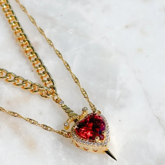 Dagger Heart Necklace Set
