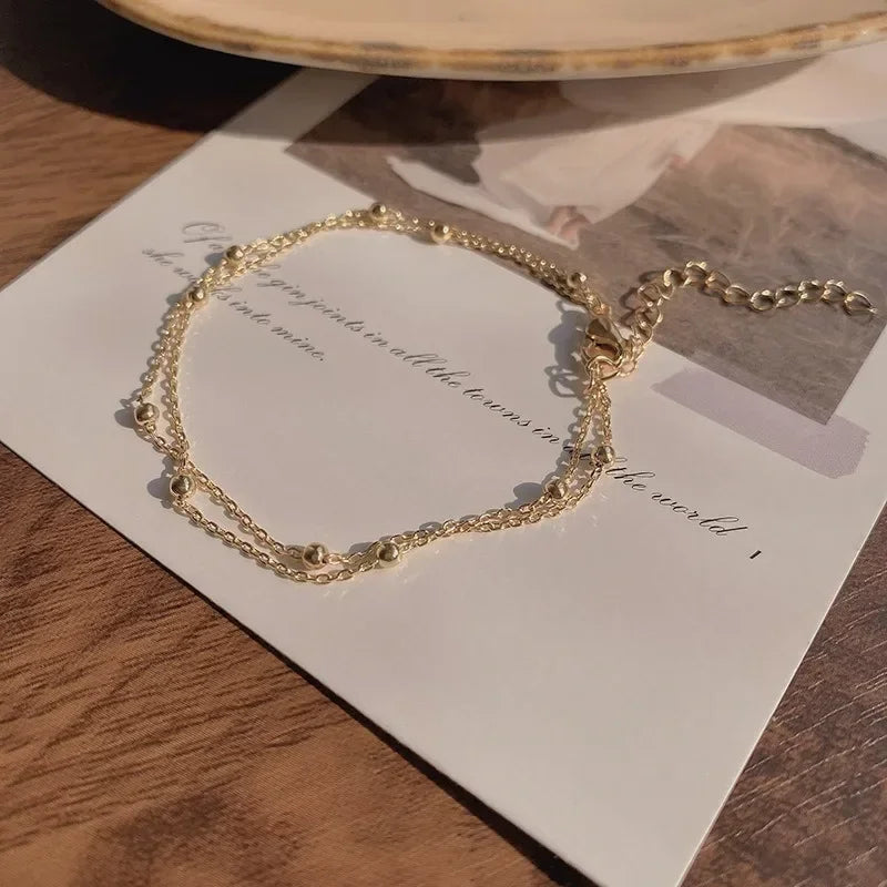 Double Layer Beaded Chain Bracelet
