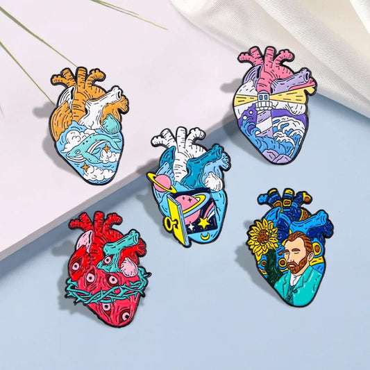 Painted Heart Pins