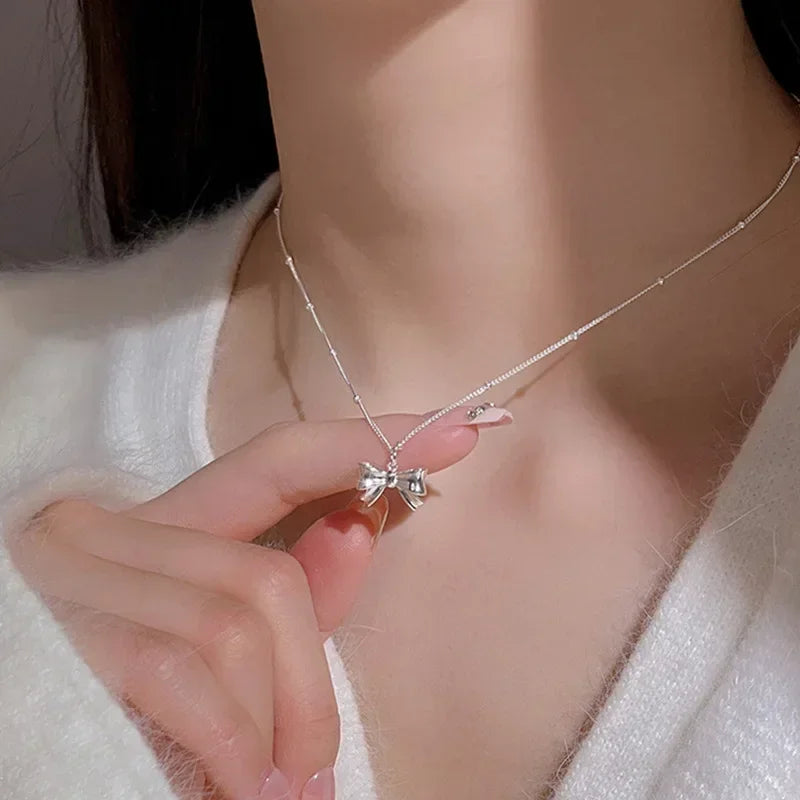 Cream Ribbon Necklace
