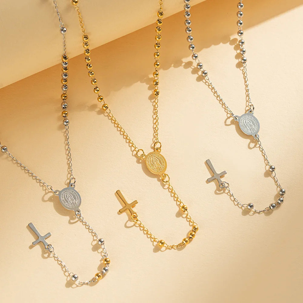 Christian Mary & Saint Benedict Rosary Necklace