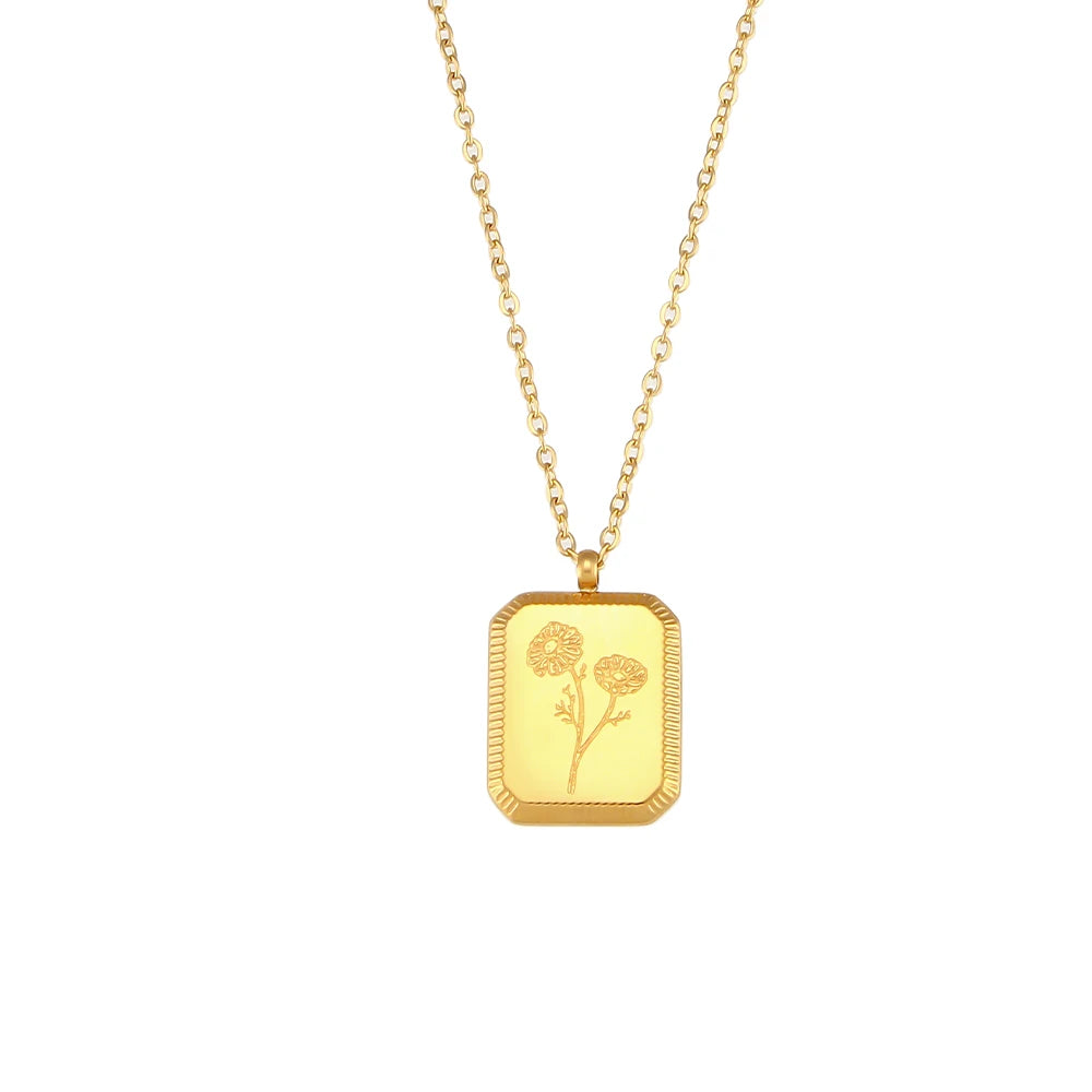 Birth Flower Pendant Necklace