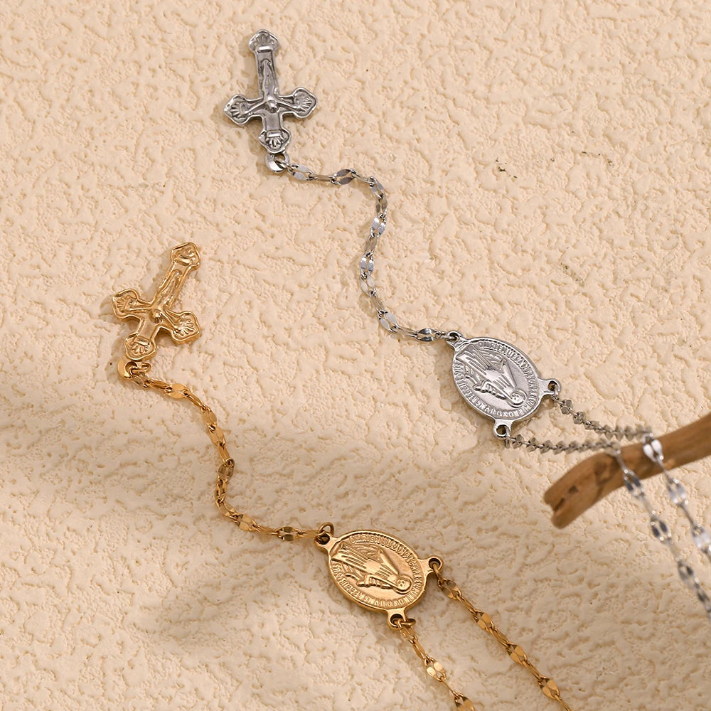 Virgin Cross Tassel Necklace