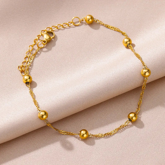 Beaded Gold Anklet